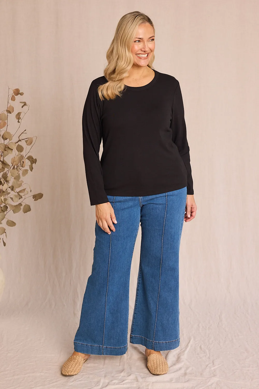 Adrift Denim Wide Leg Jeans in Mid Wash