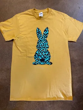 Animal Print Rabbit on Mustard T-shirt