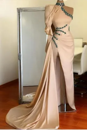 Asymmetrical High Neck Sexy Slit Prom Dresses On Sale,PD21072