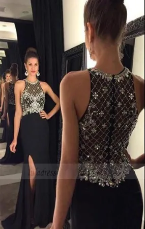 Black Prom Dresses,Backless Prom Dress,Sexy Prom Dress,Simple Prom Dresses,BD98338