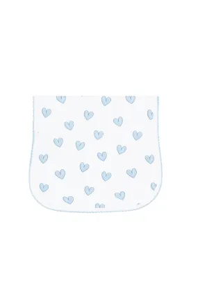 Blue Heart Print Burp Cloth