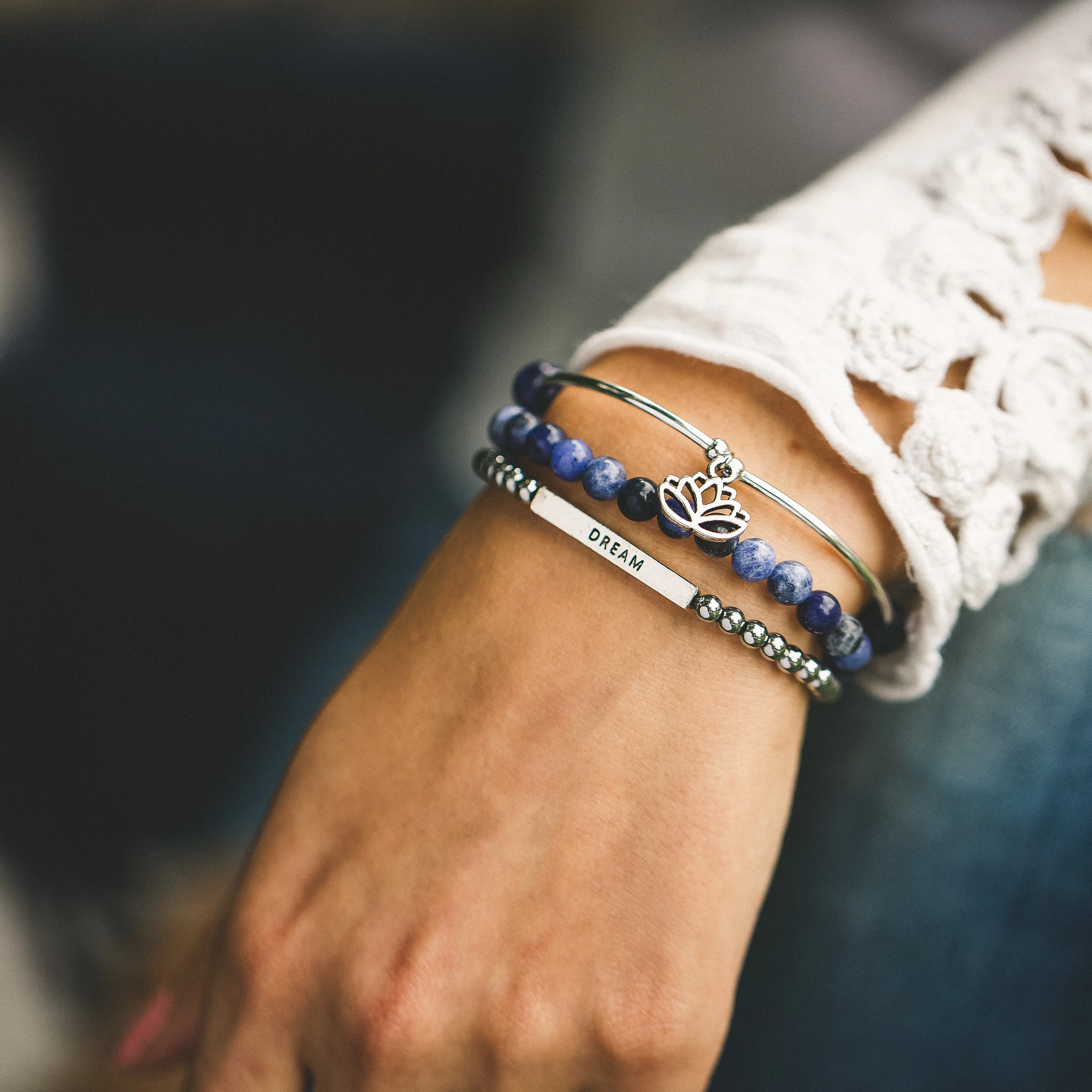 Caduceus (Medical Symbol) | Soft Bangle Charm Bracelet | Howlite