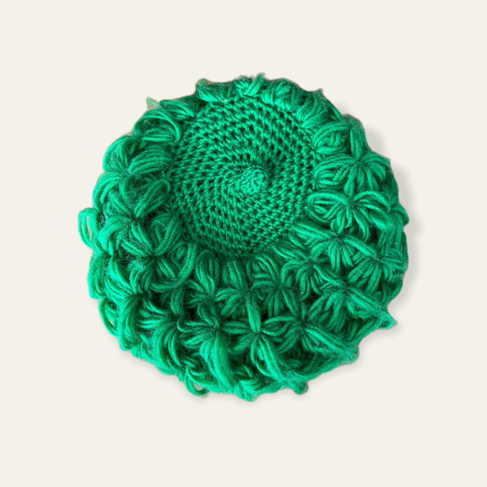 Chunky Green Knit Beret