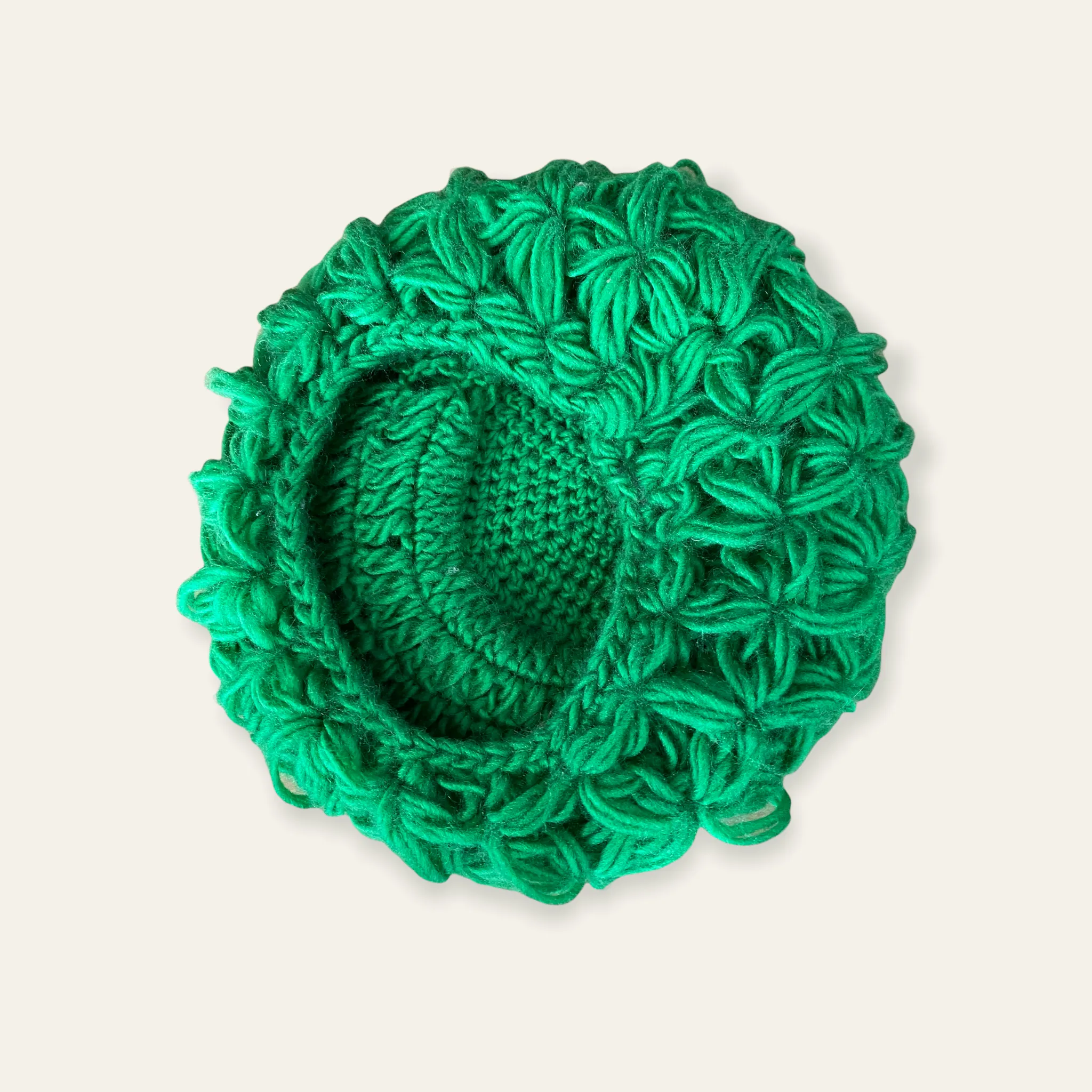 Chunky Green Knit Beret