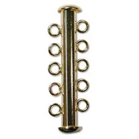 Clasp-31mm Five Ring Tube Clasp-Multi Strand-Gold-Quantity 1