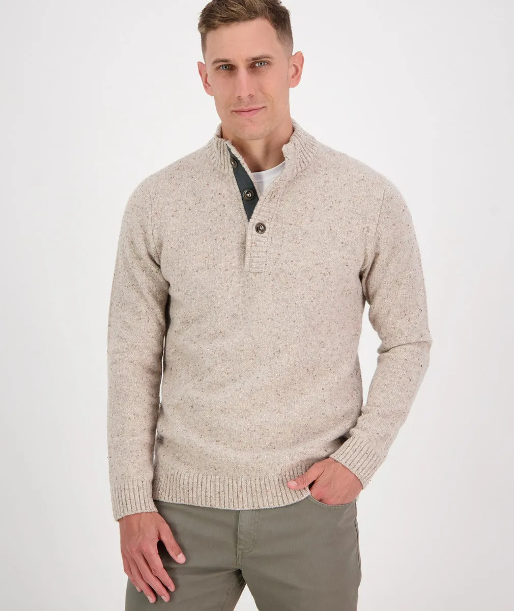 Clifton Half Placket Jumper - Oatmeal