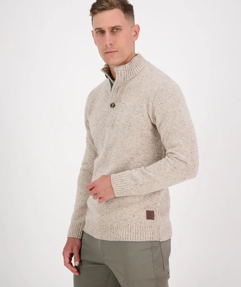 Clifton Half Placket Jumper - Oatmeal