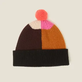 Colour Block Beanie - Neon Orange