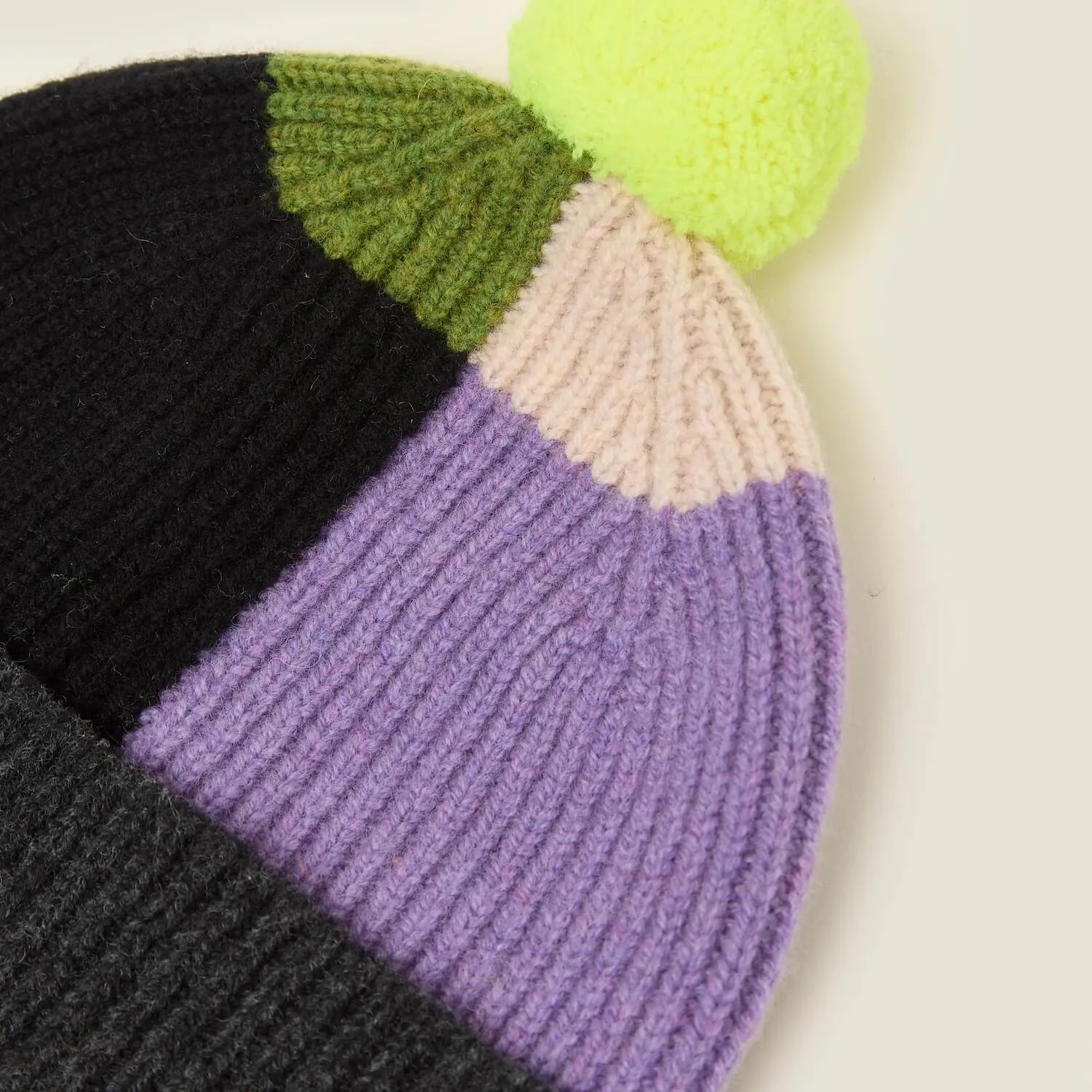 Colour Block Beanie - Neon Yellow