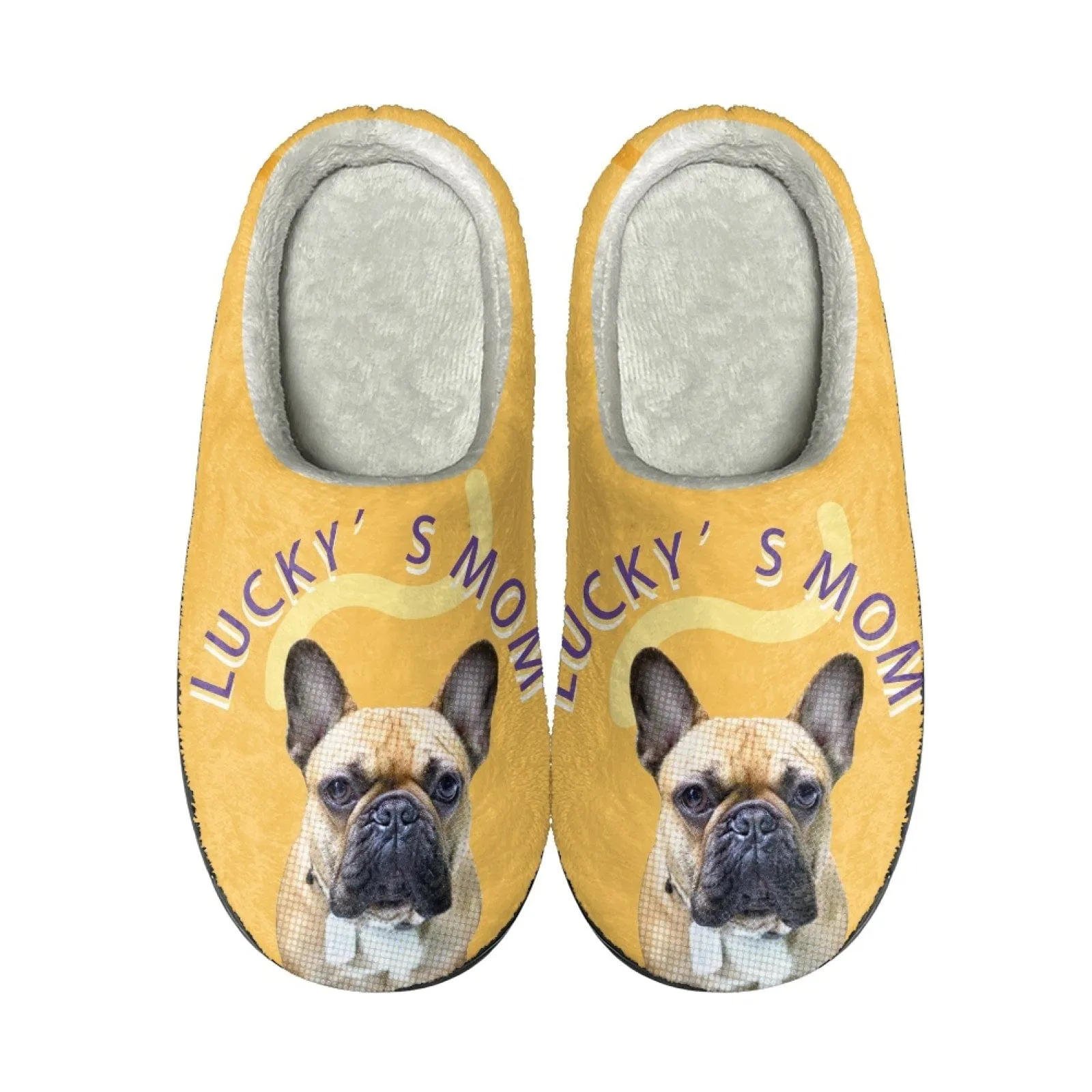 Custom Pet Face&Text Multicolor Cotton Slippers for Adult&Kids Personalized Non-Slip Slippers Warm House Shoes