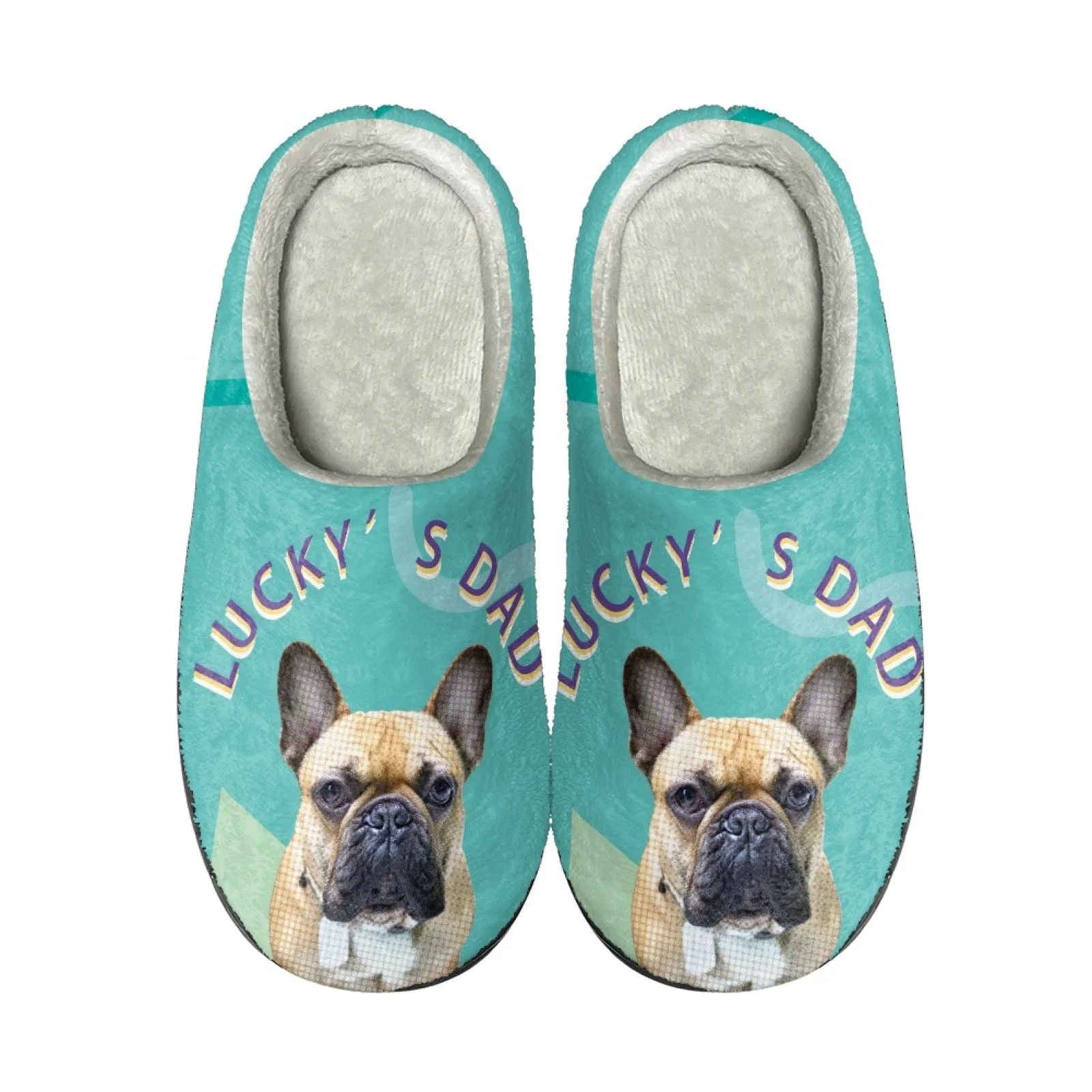 Custom Pet Face&Text Multicolor Cotton Slippers for Adult&Kids Personalized Non-Slip Slippers Warm House Shoes