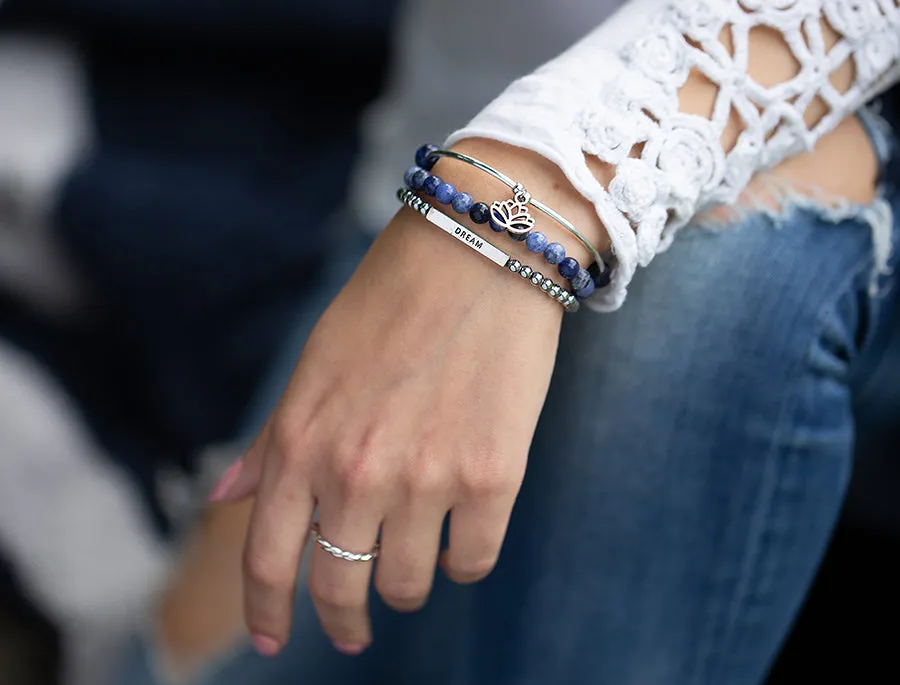 Dragonfly | Soft Bangle Charm Bracelet |  Labradorite