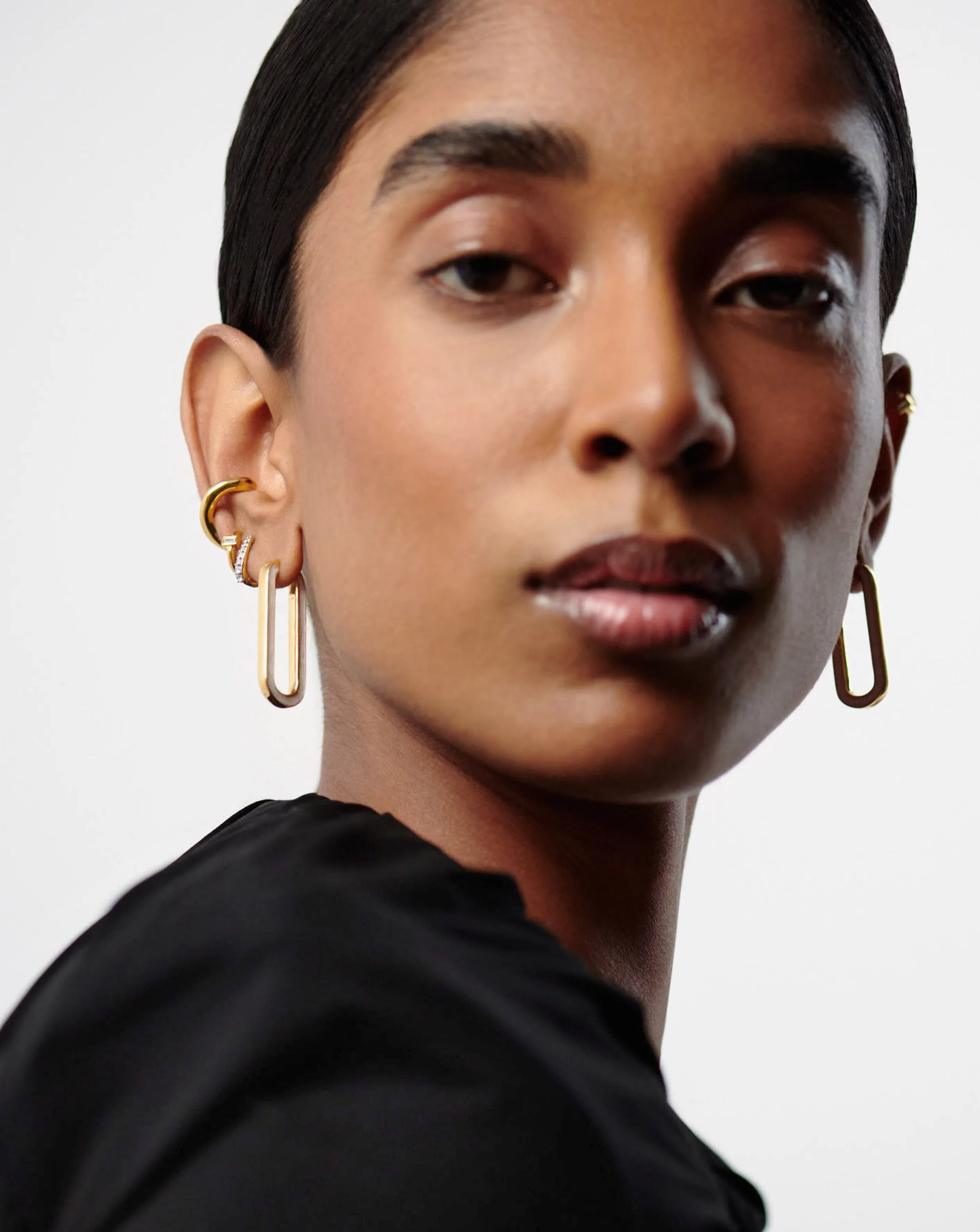 Enamel Haze Ovate Large Hoop Earrings