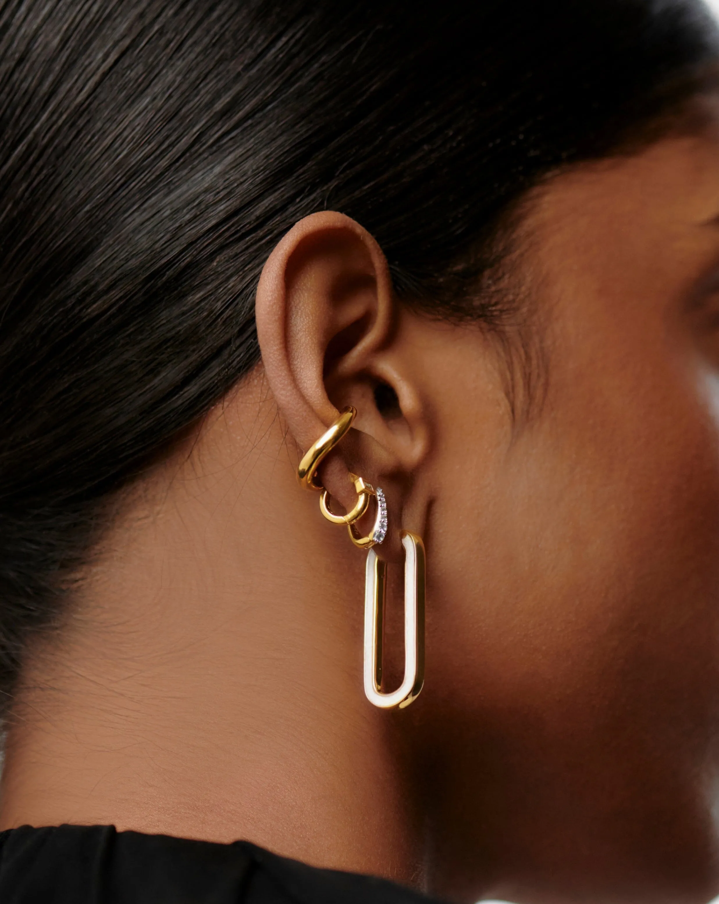 Enamel Haze Ovate Large Hoop Earrings