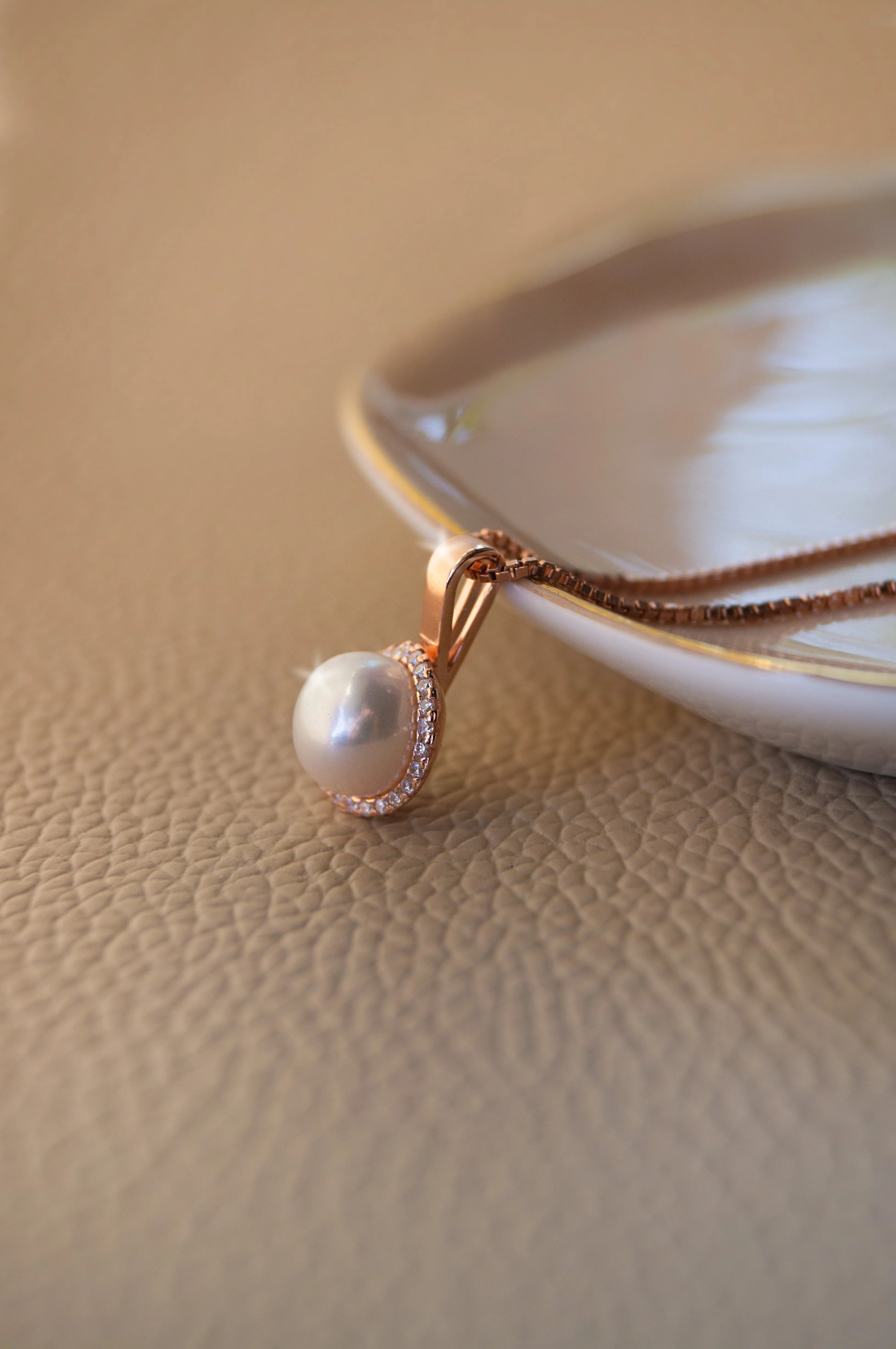 Encircled Pearl Rose Gold Plated Sterling Silver Pendant