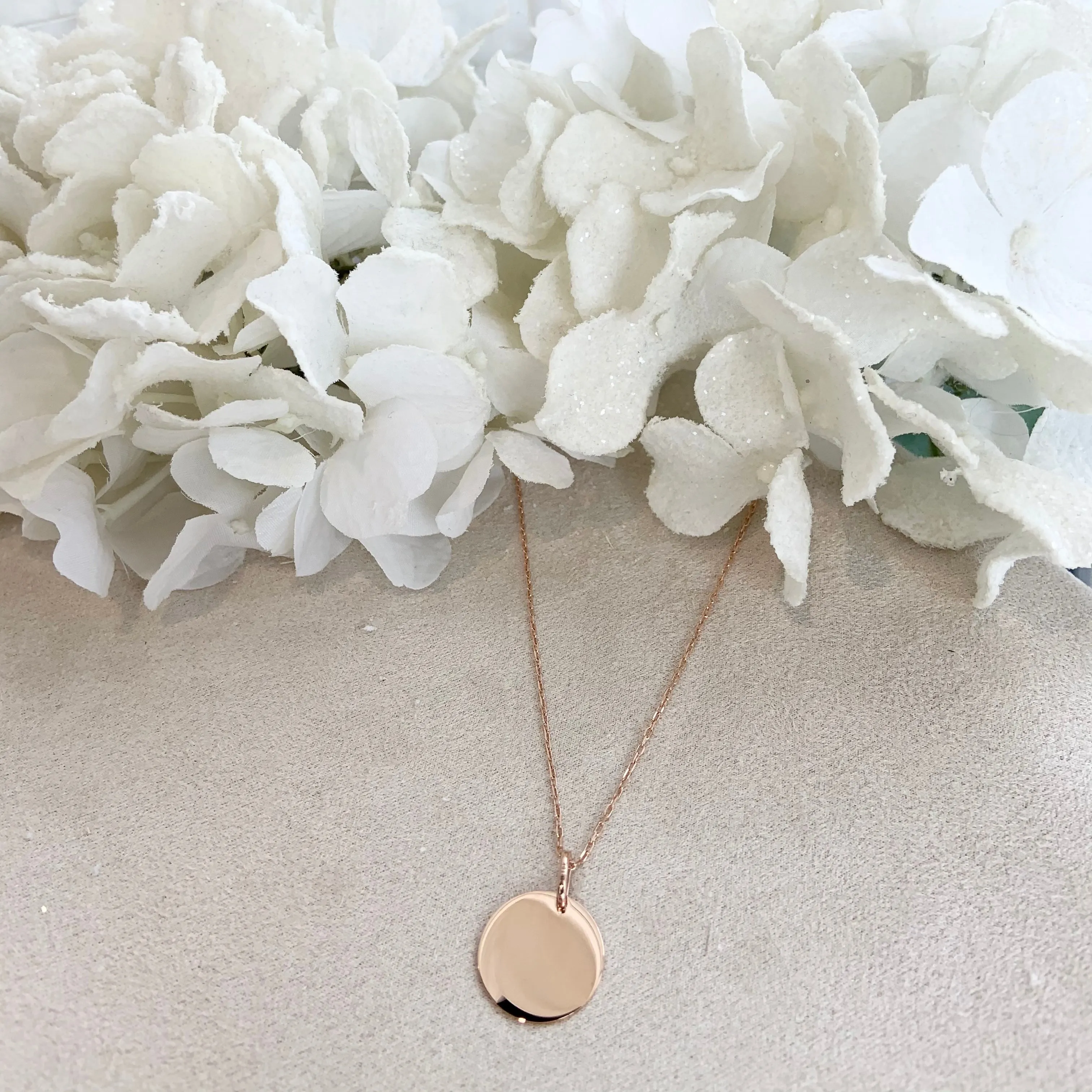 Engravable Circle- 10K Gold Round Disk Necklace