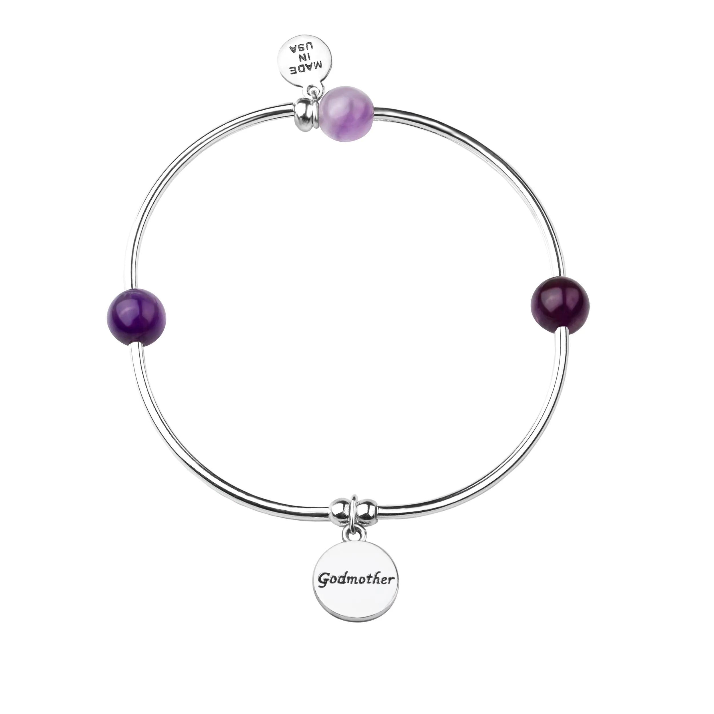 Godmother | Soft Bangle Charm Bracelet | Amethyst