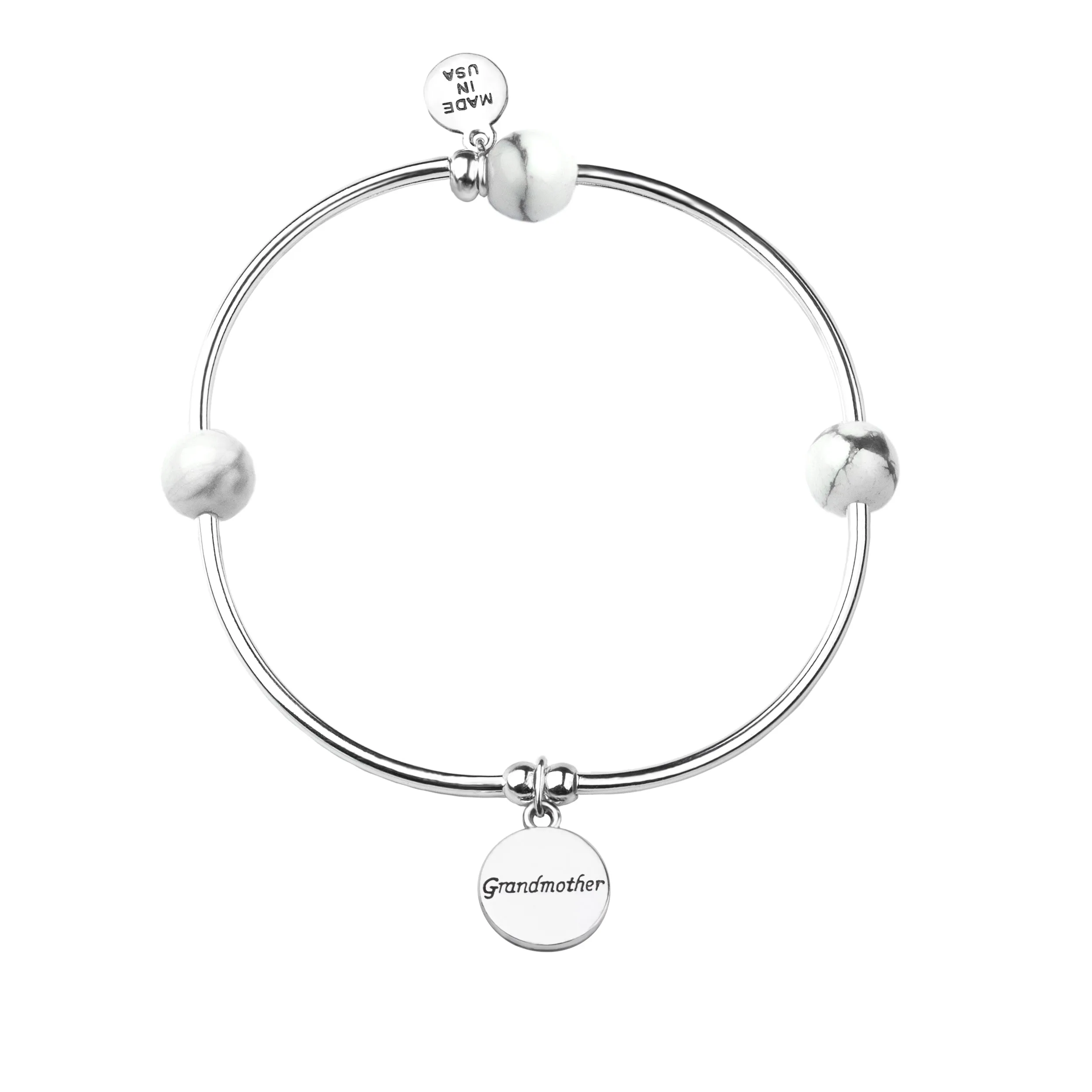 Grandmother | Soft Bangle Charm Bracelet | Howlite