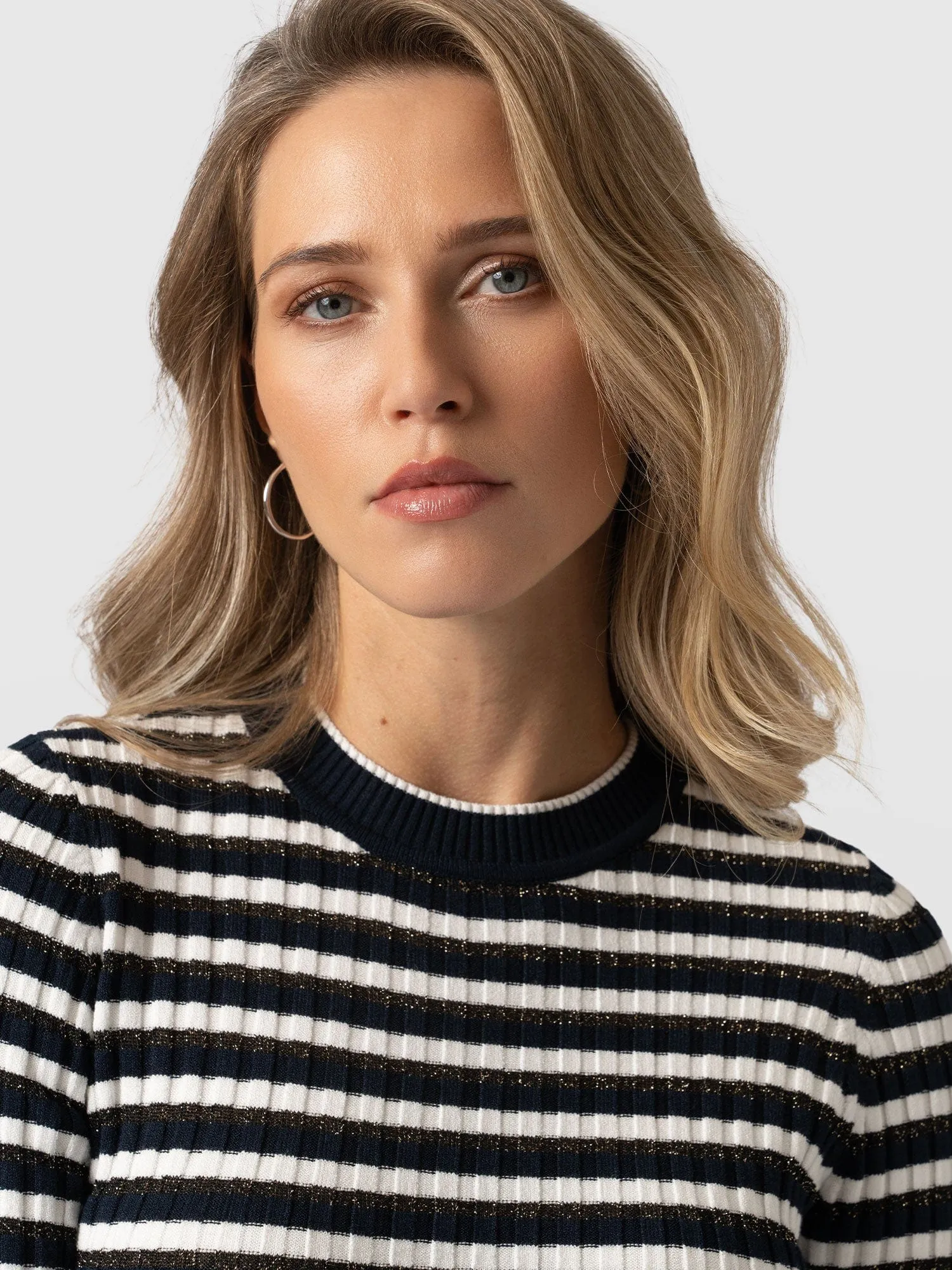 Harlow Knit - Navy and White