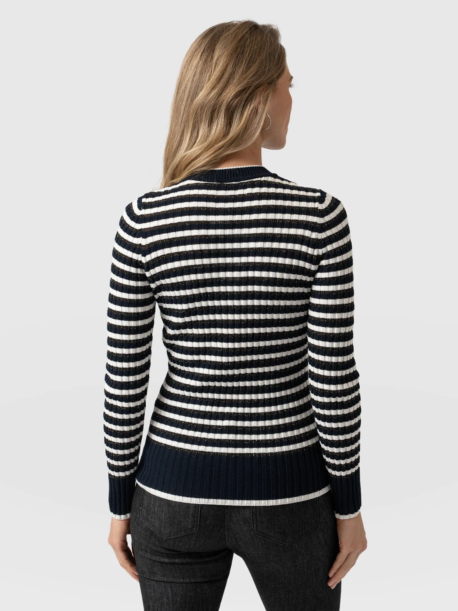 Harlow Knit - Navy and White