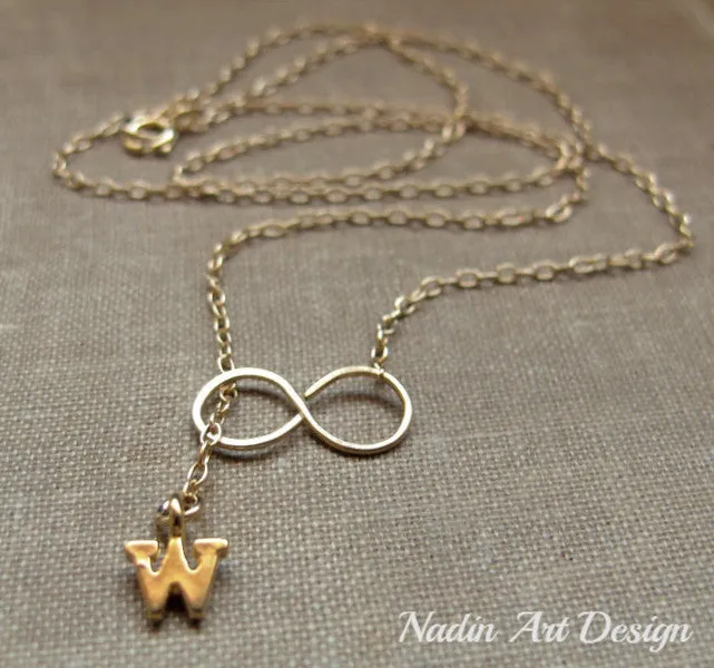 Infinity Necklace with Gold Initial Charm