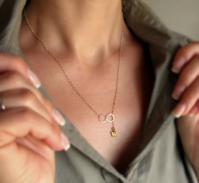 Infinity Necklace with Gold Initial Charm