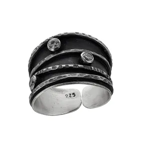 J & I Shooting Stars Silver Band Ring