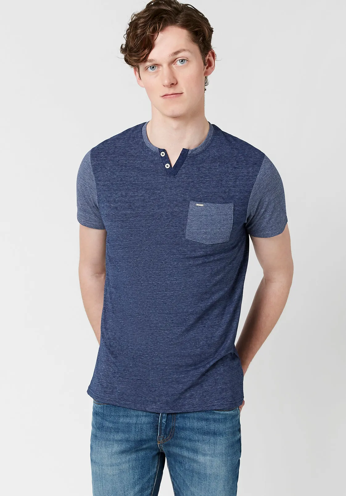 Kaddy Men's T-Shirt with Tonal Trim in Navy - BM23555