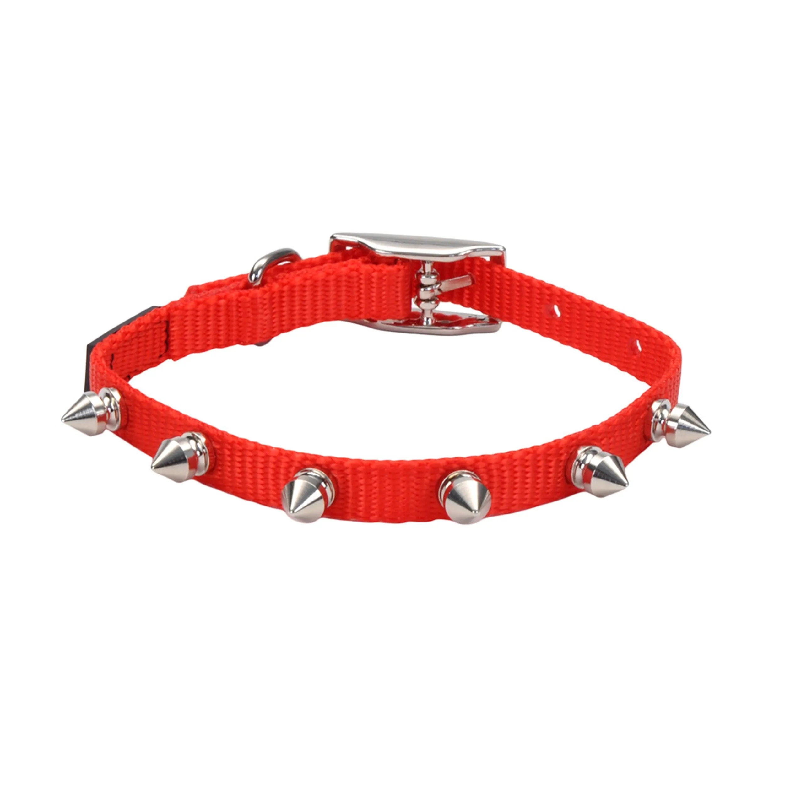 Li'l Pals Spiked Nylon Dog Collar, Red, Petite Small