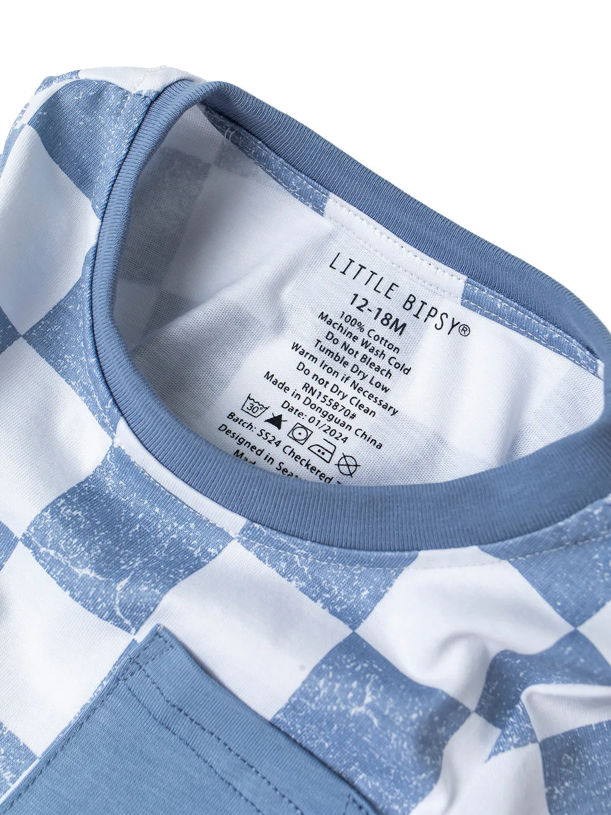 Little Bipsy Checkered Tee - Sky Blue