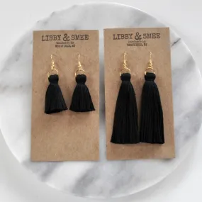 Long Black Tassel Earrings