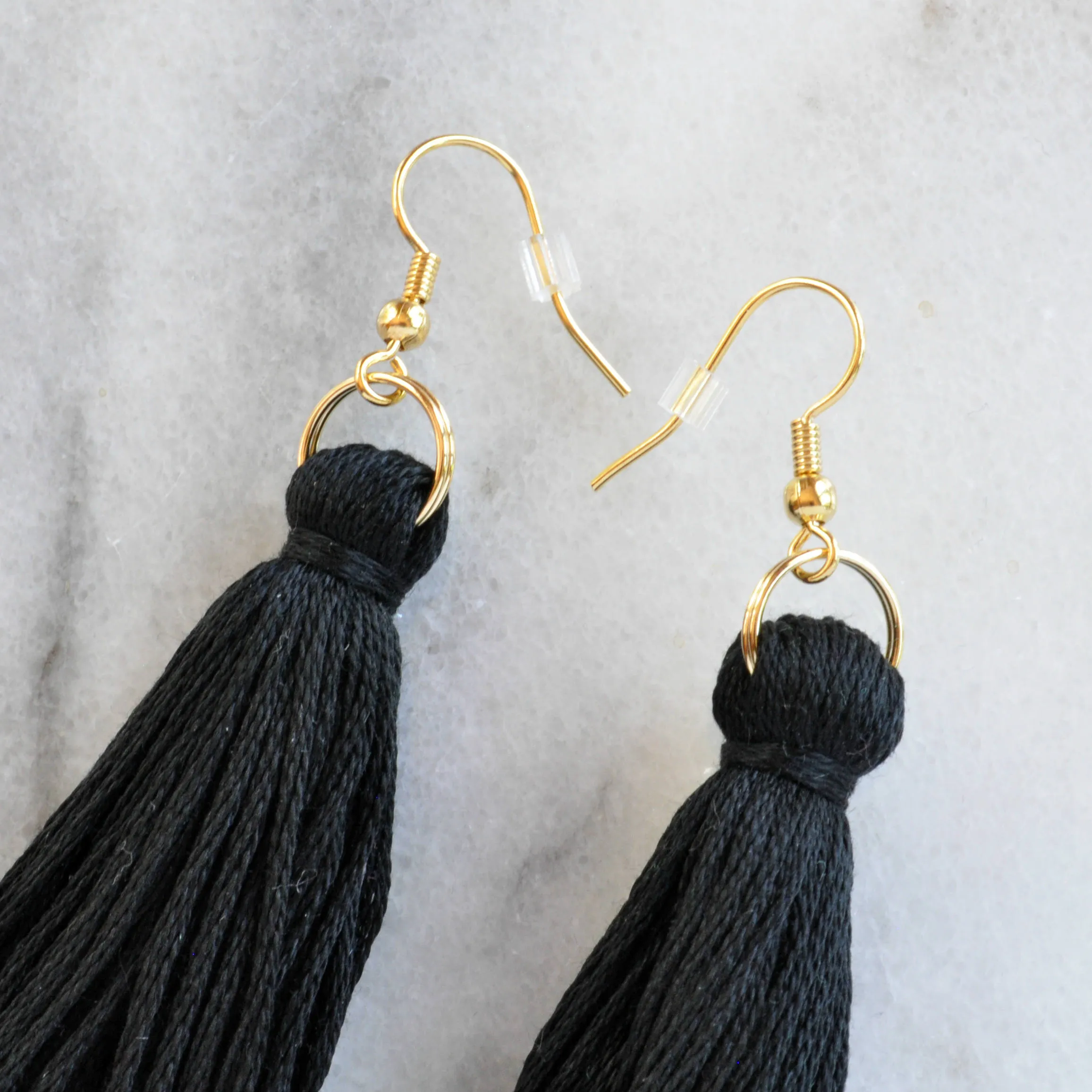 Long Black Tassel Earrings