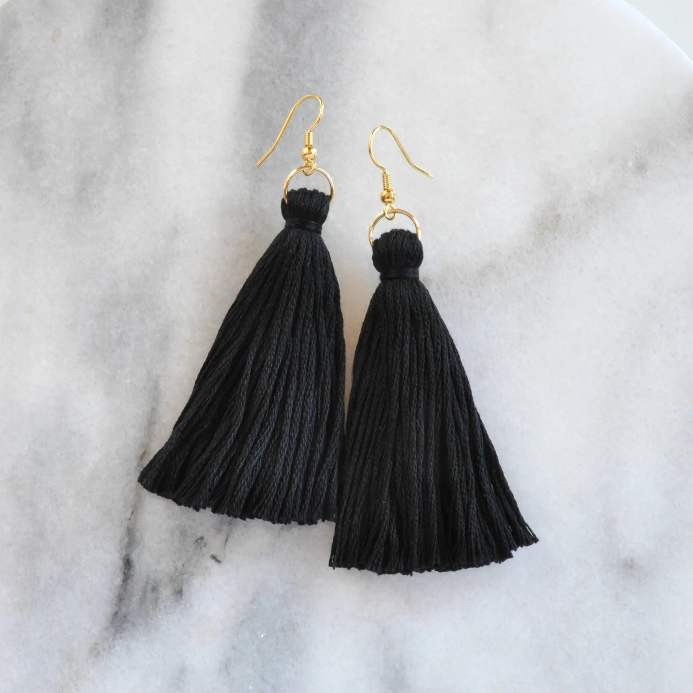 Long Black Tassel Earrings