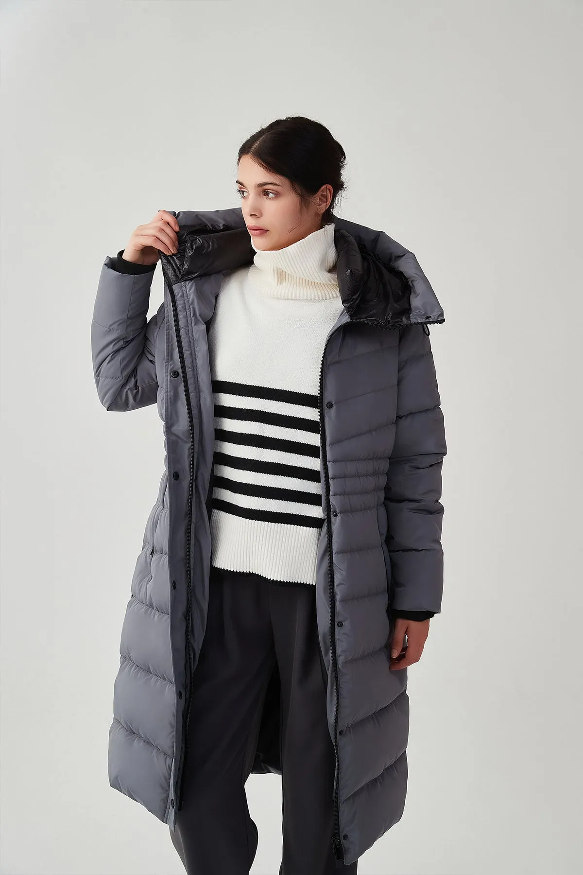 Long Puffer Coat with drop hood