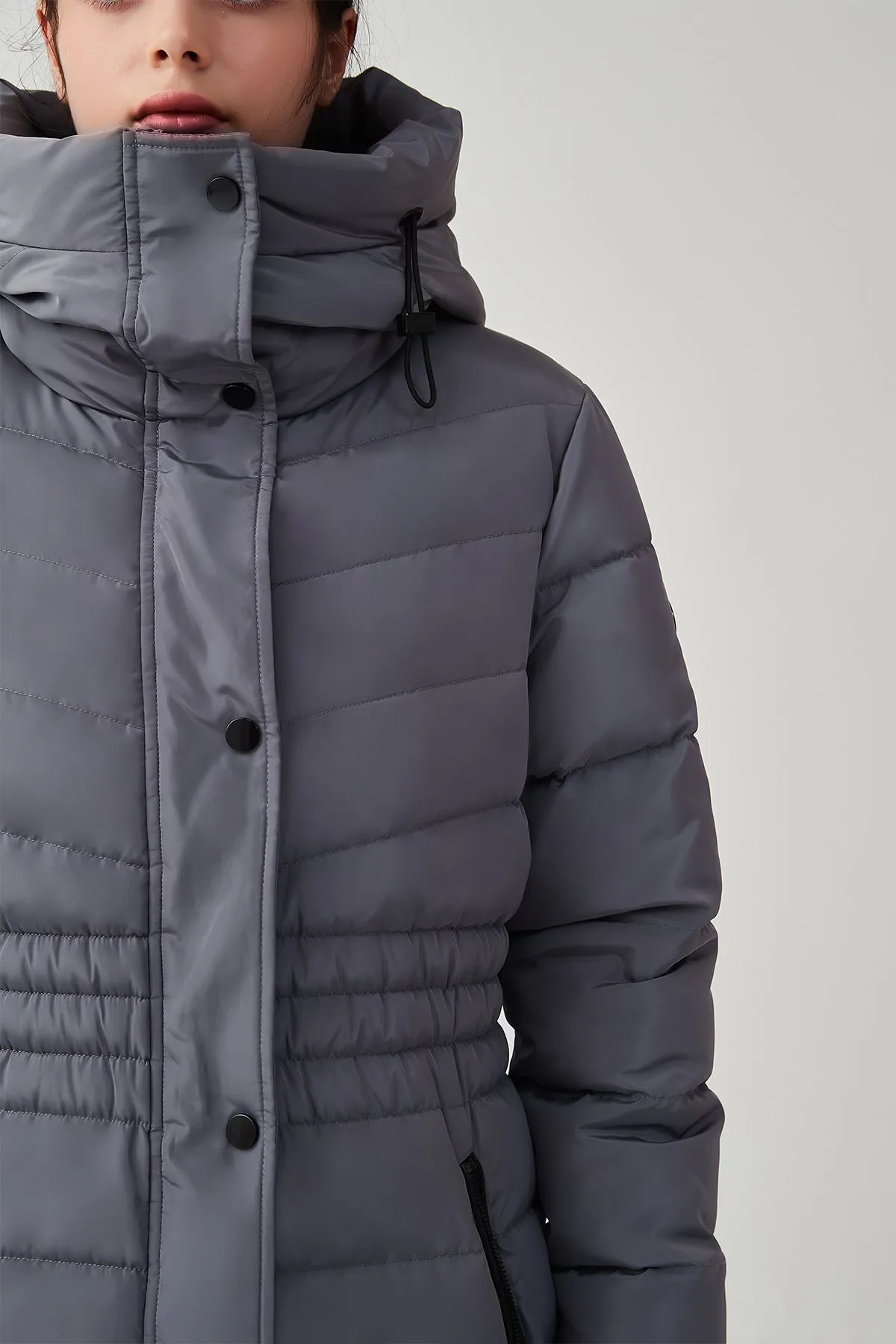 Long Puffer Coat with drop hood