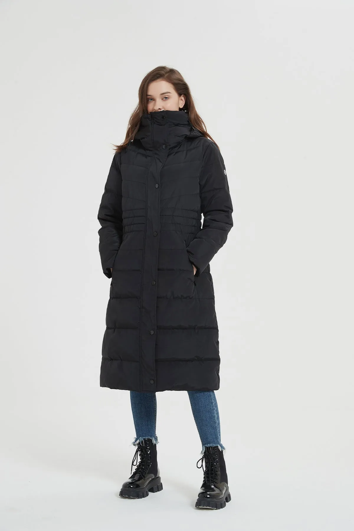 Long Puffer Coat with drop hood