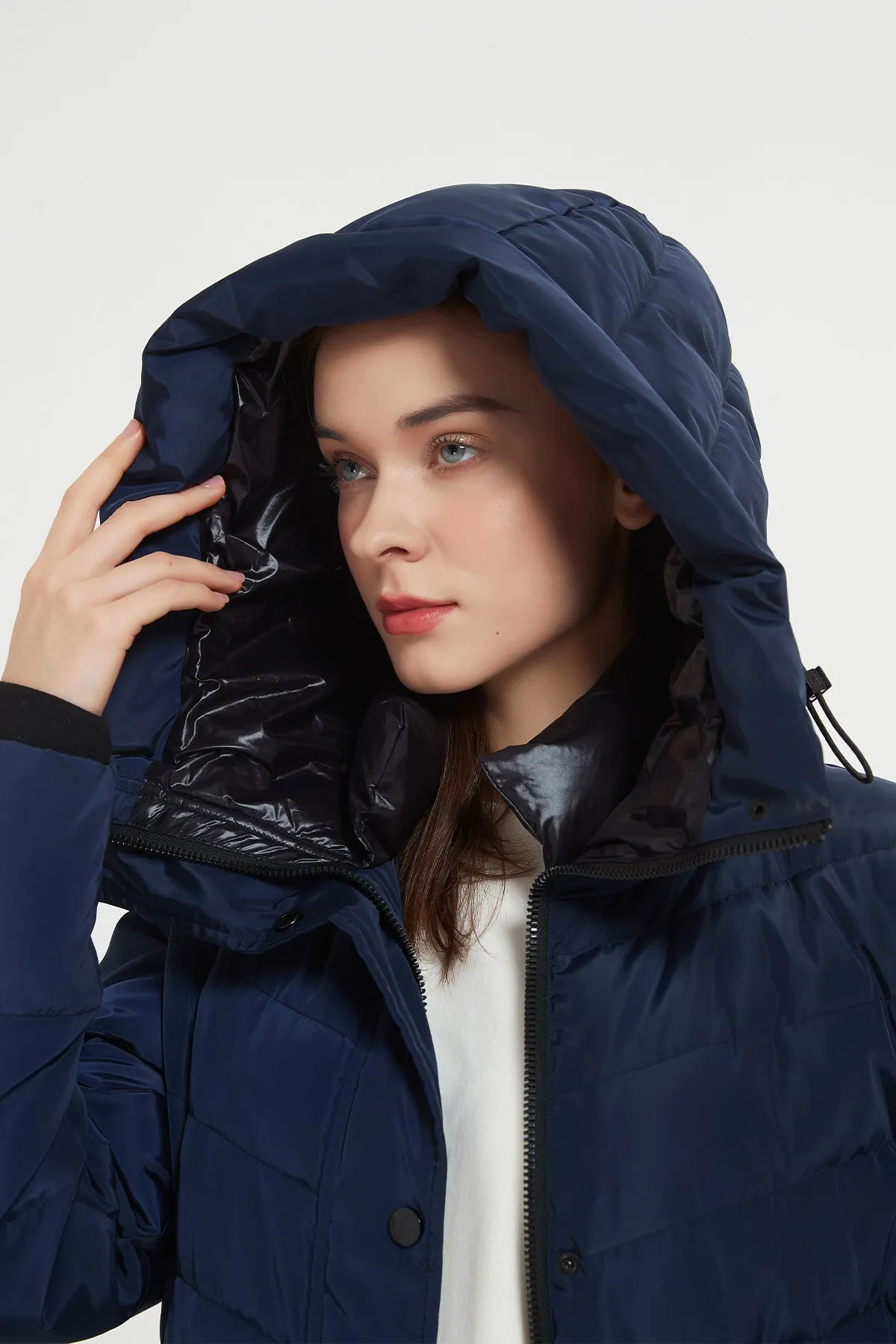 Long Puffer Coat with drop hood