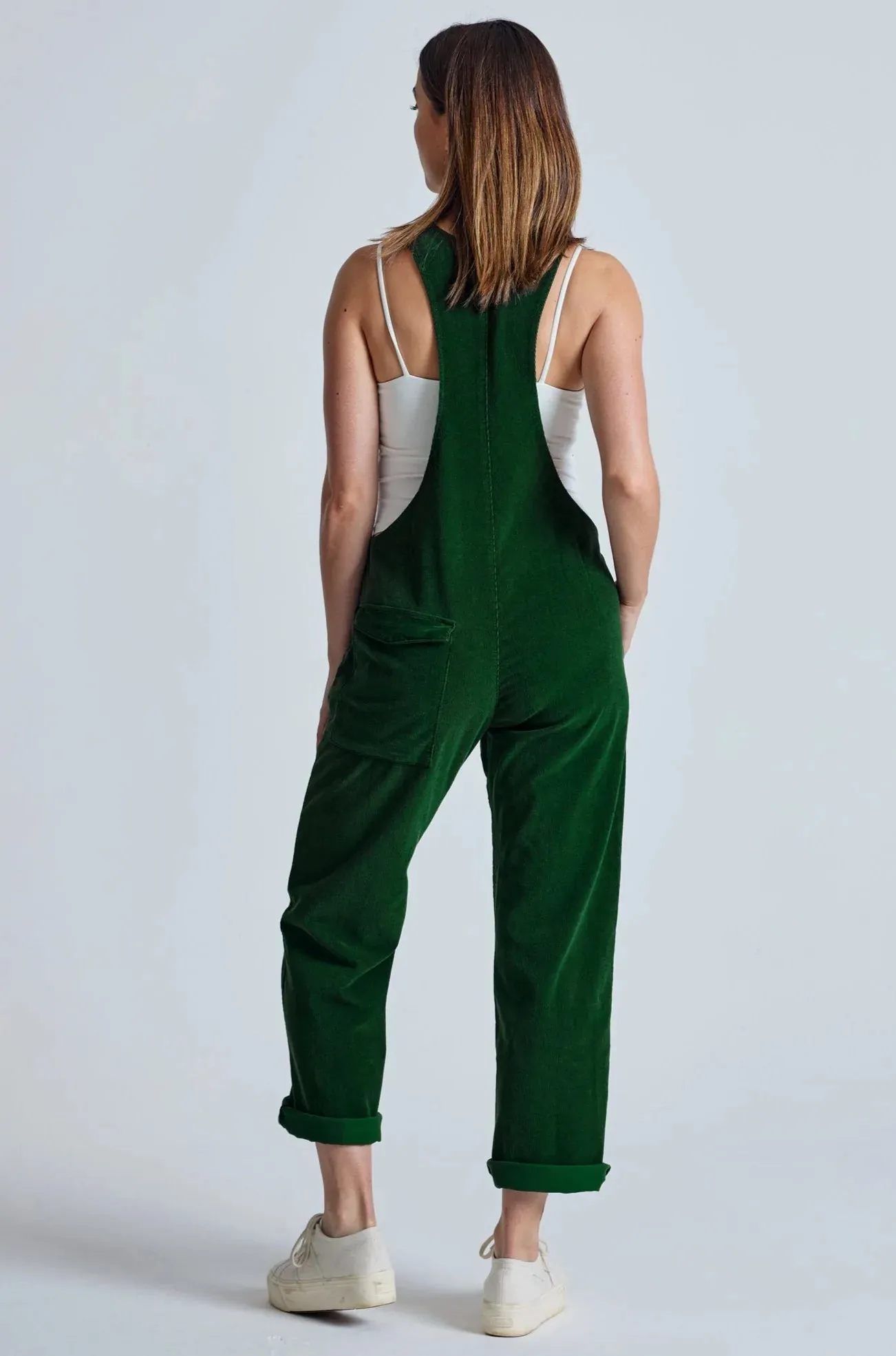 MARY-LOU Winter Green - Organic Cotton Dungarees by Flax & Loom