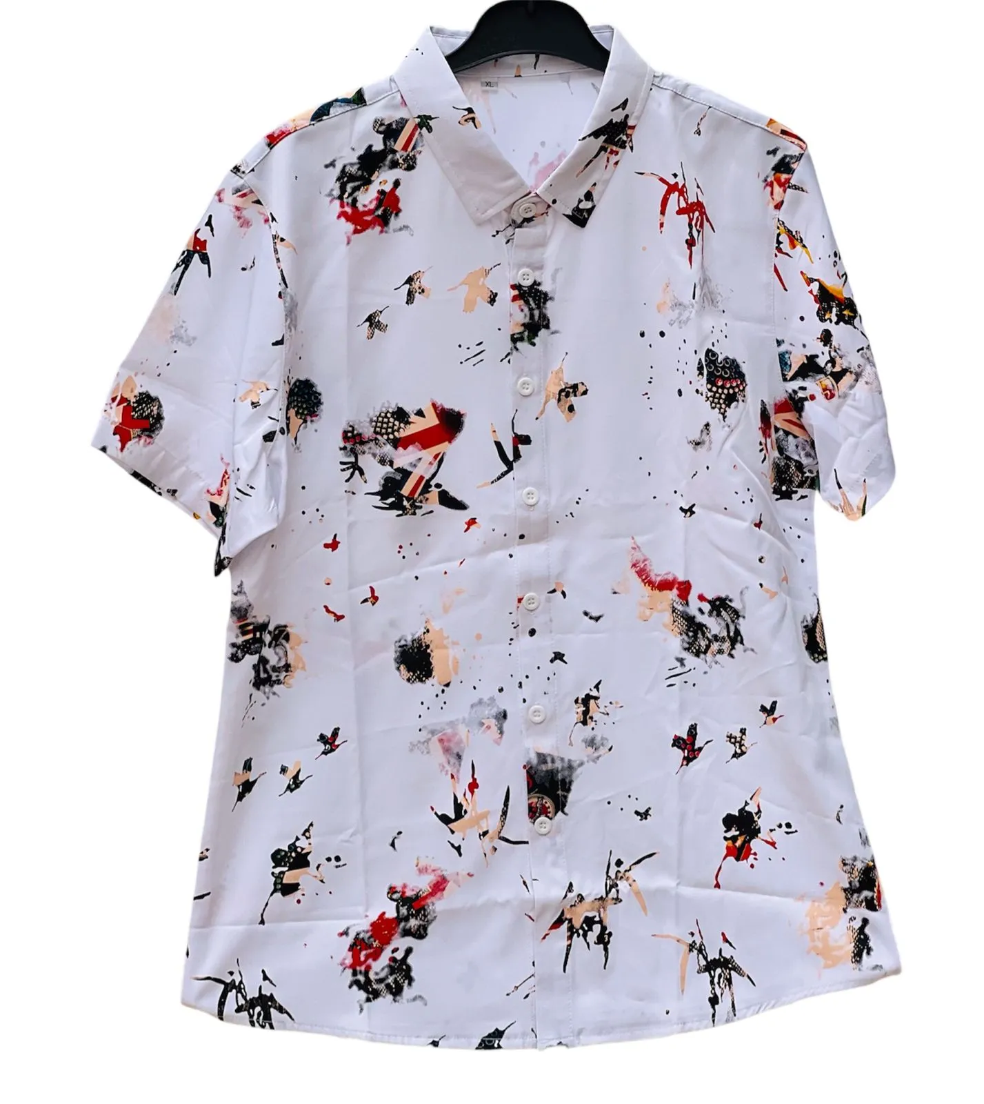 Men's Fashion White Collar Printed Shirt X1597175