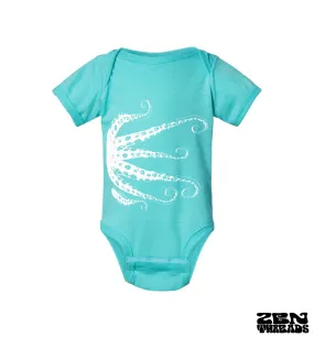 Octopus Baby One-Piece Tentacles Eco-Printed Infant Jumper | 100% Cotton, Flatlock Seams, Reinforced Snap Closure