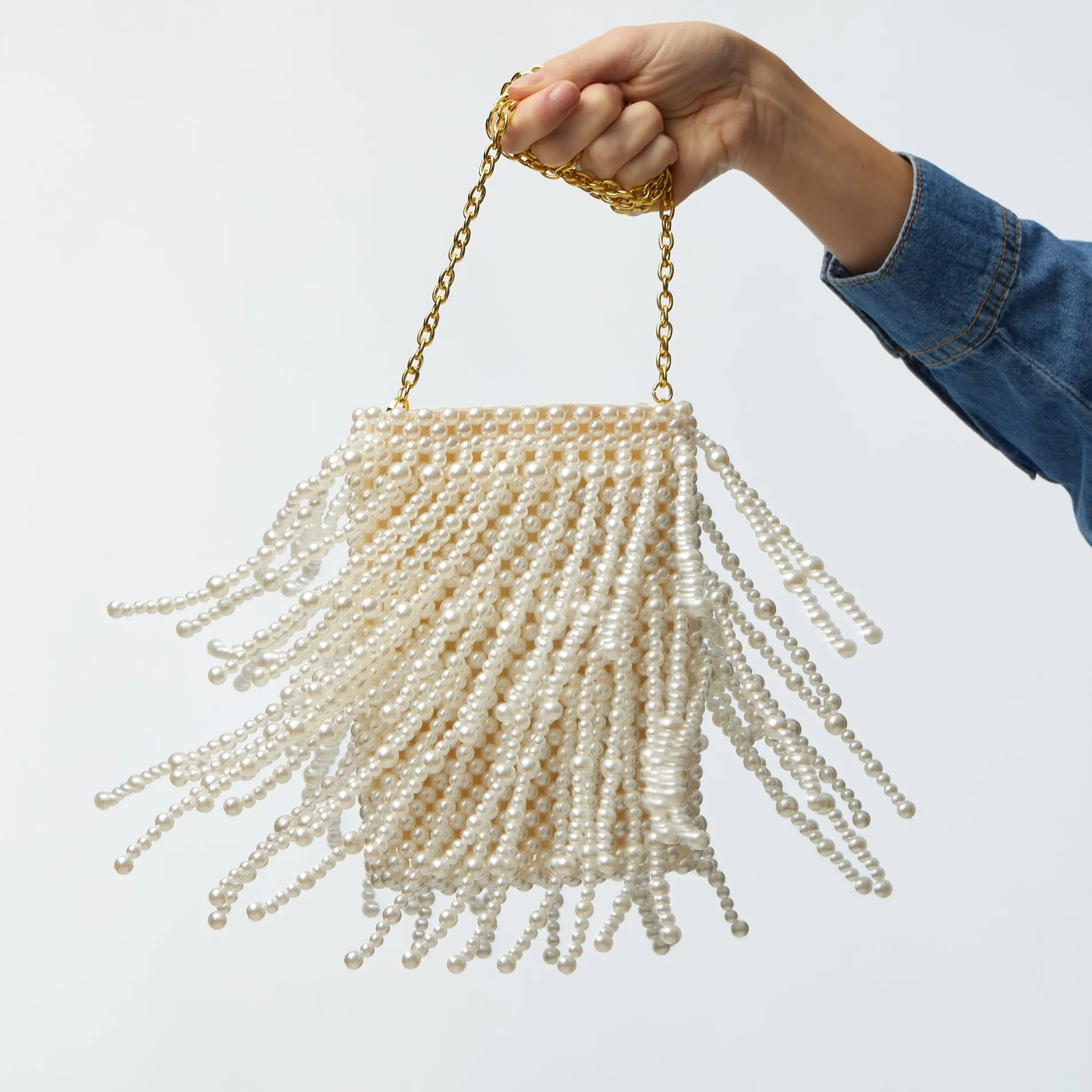 PEARL DRIPPY BEADED PEARL CROSSBODY