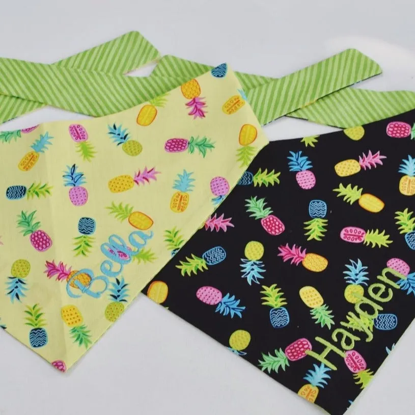 Pineapples, Pink Lemons, Limes and Watermelon Personalized Dog Bandanas