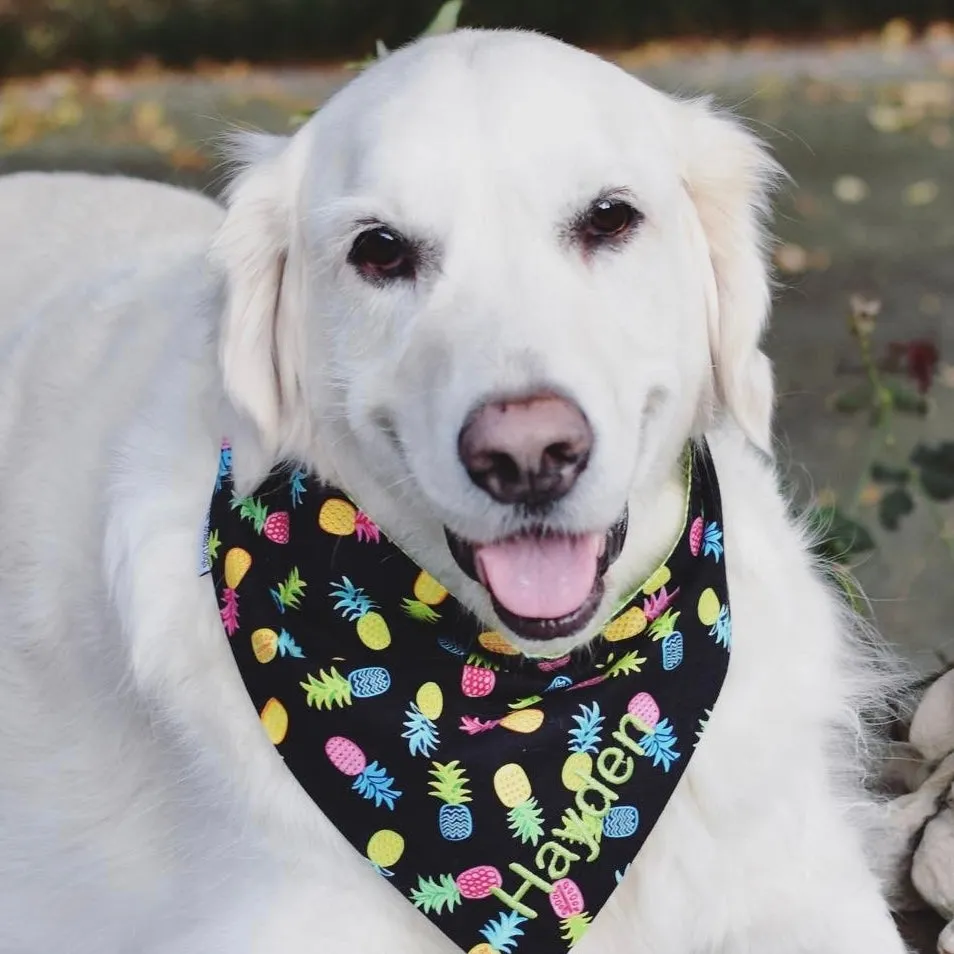 Pineapples, Pink Lemons, Limes and Watermelon Personalized Dog Bandanas