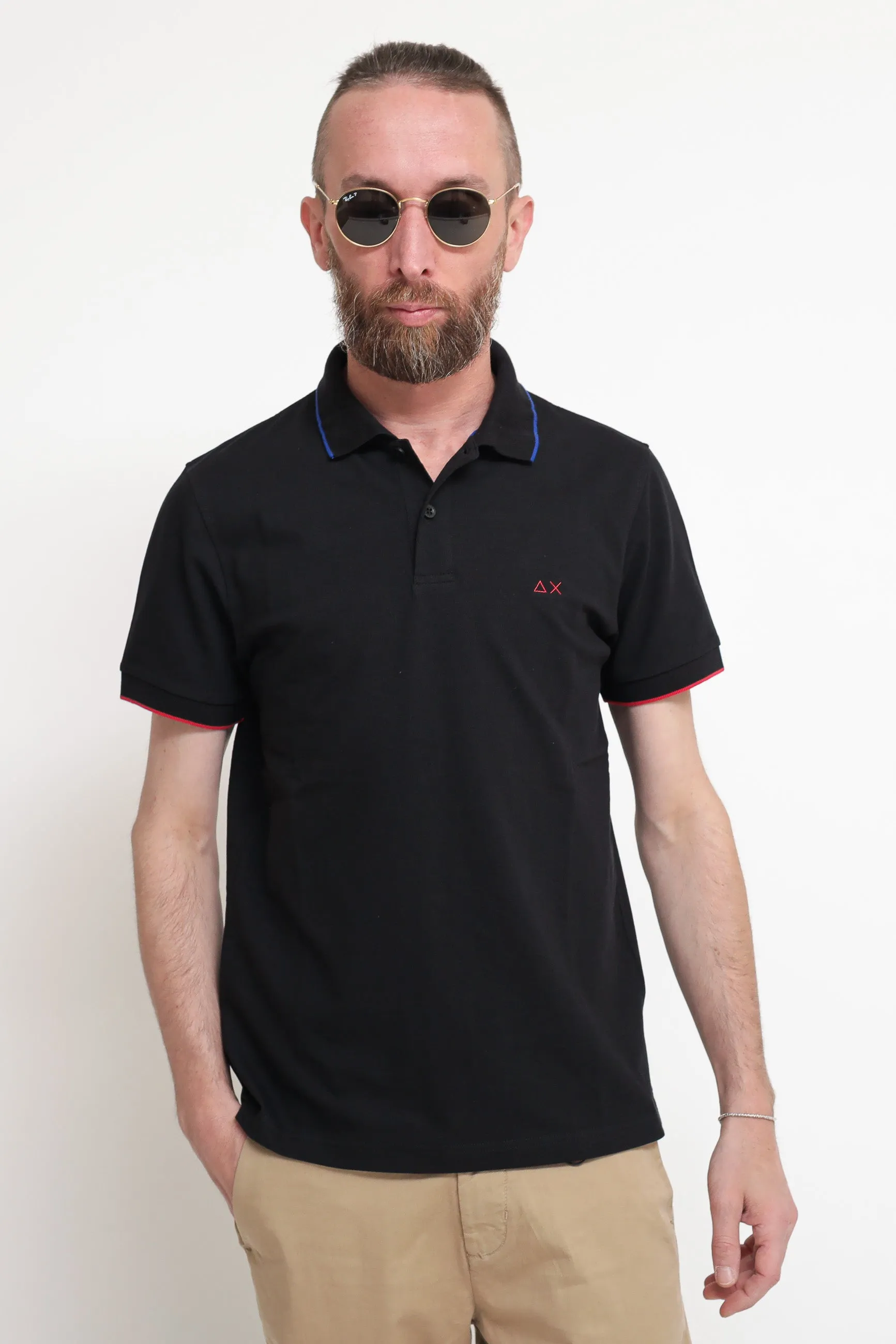 Polo Small Stripe On Collar El - Nero