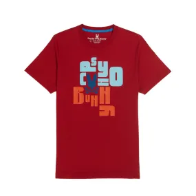 Psycho Bunny Mens Lyons Flocking Graphic Tee - Rio Red