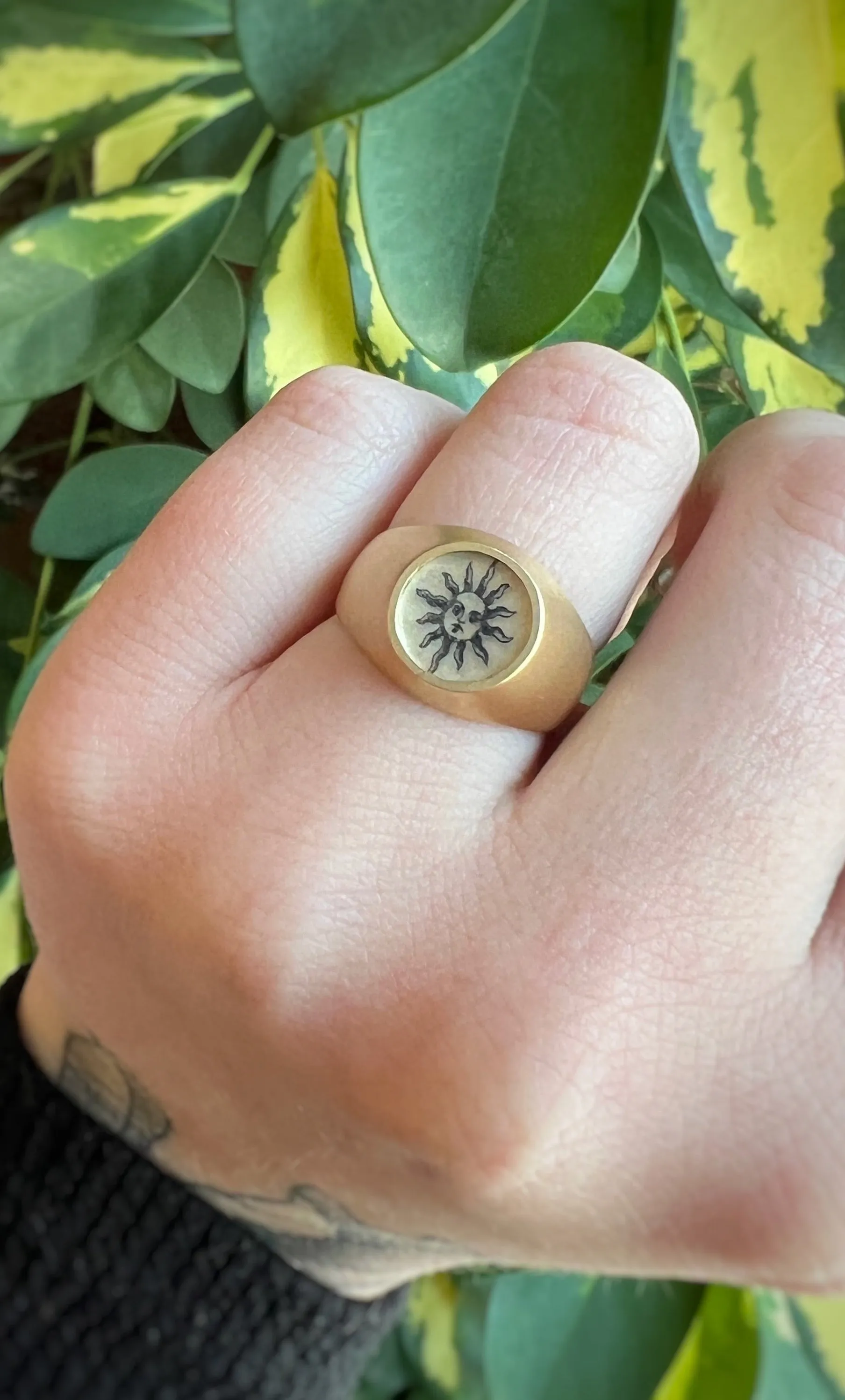 Round Signet Ring, Sun