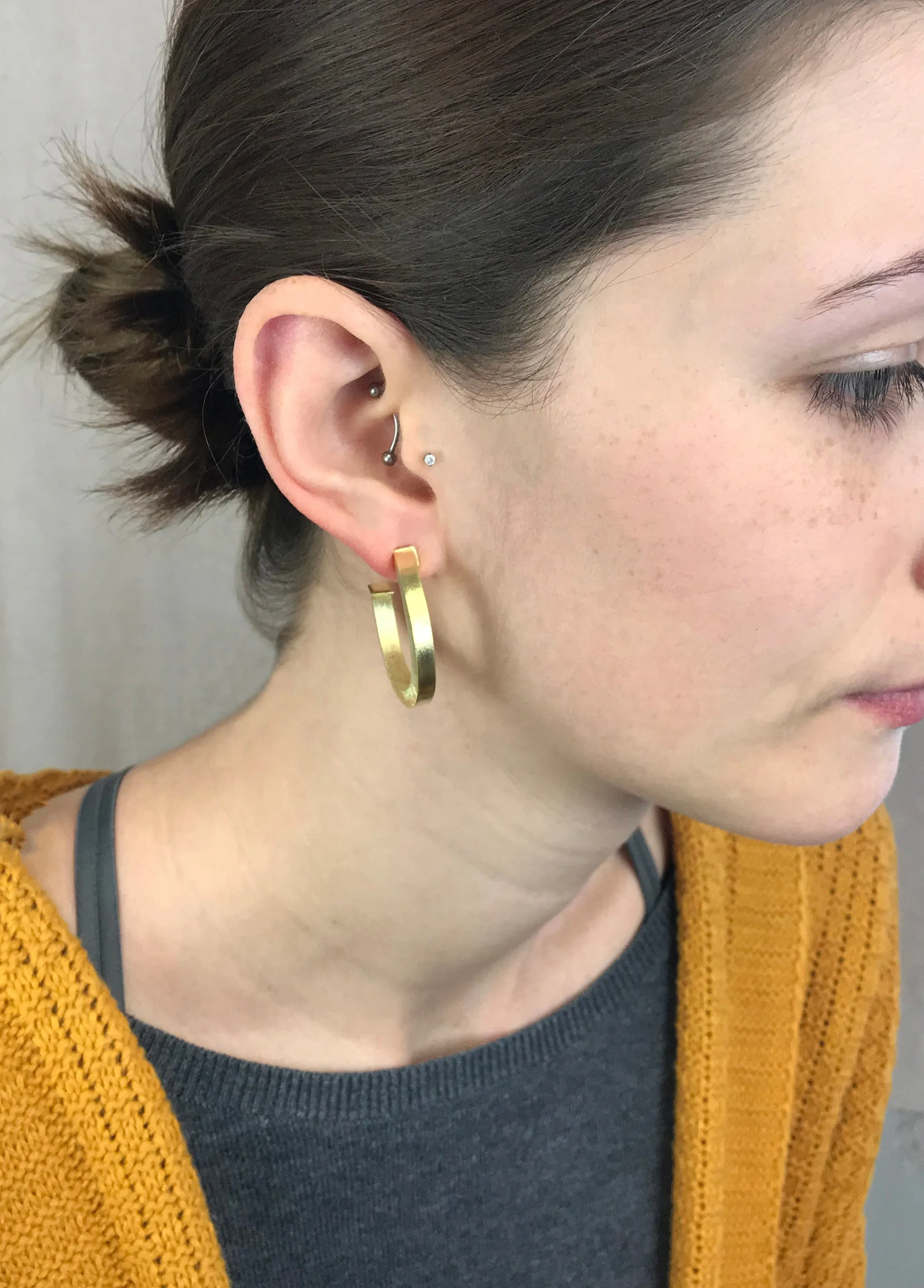 Sheila Fajl Ilana Bold Square Tube Hoop Earrings in Gold Plated