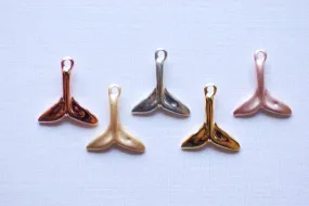 Shiny Rose Vermeil Gold Dolphin Fin Tail Charm - 18k gold plated over sterling silver, Rose gold Dolphin tail, rose gold whale tail,106