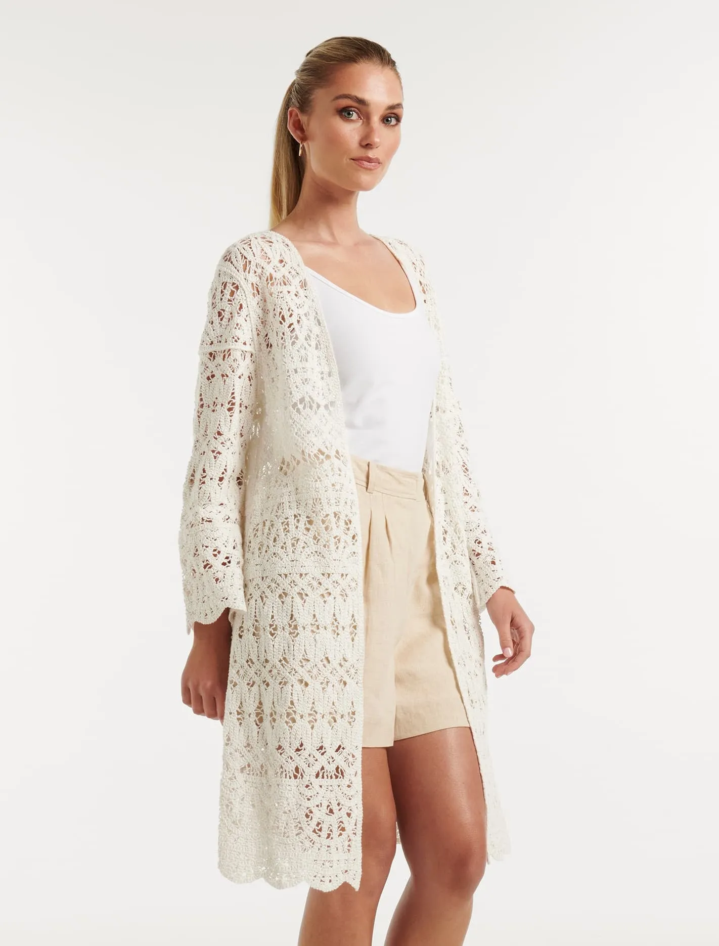 Simona Longline Crochet Kimono