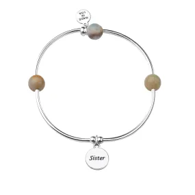 Sister | Soft Bangle Charm Bracelet | Amazonite